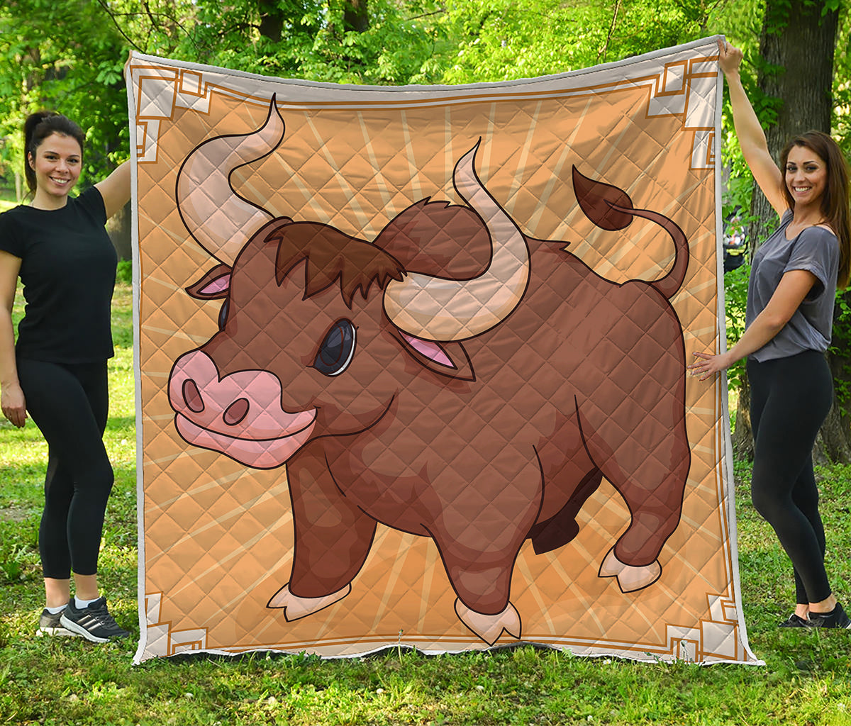 Cute Chinese Ox Zodiac Print Quilt