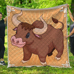 Cute Chinese Ox Zodiac Print Quilt