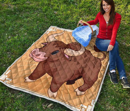 Cute Chinese Ox Zodiac Print Quilt