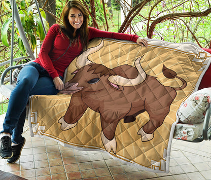 Cute Chinese Ox Zodiac Print Quilt