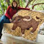 Cute Chinese Ox Zodiac Print Quilt