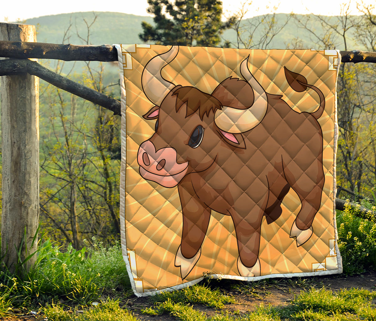 Cute Chinese Ox Zodiac Print Quilt
