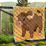 Cute Chinese Ox Zodiac Print Quilt
