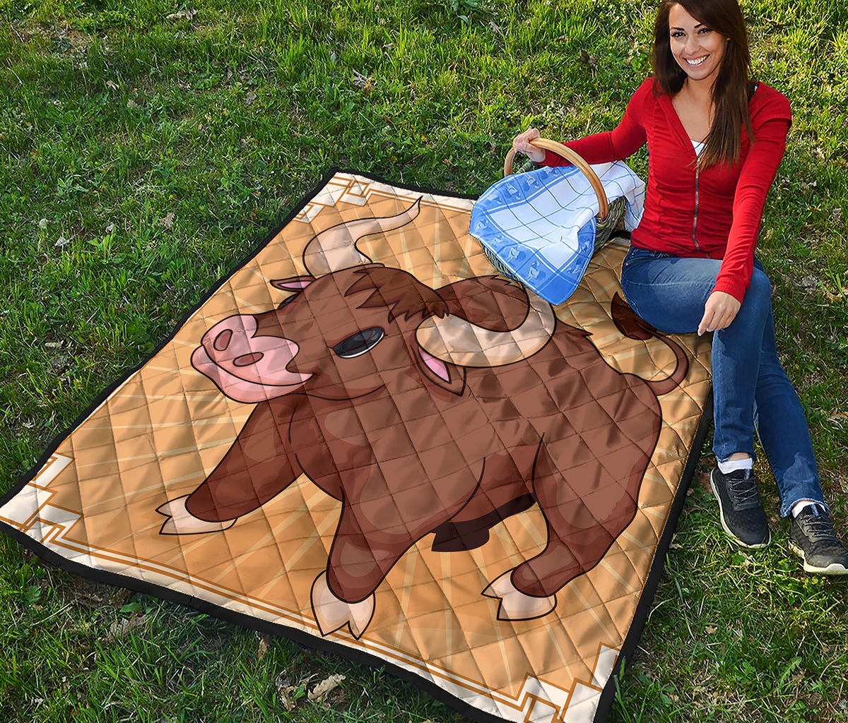 Cute Chinese Ox Zodiac Print Quilt
