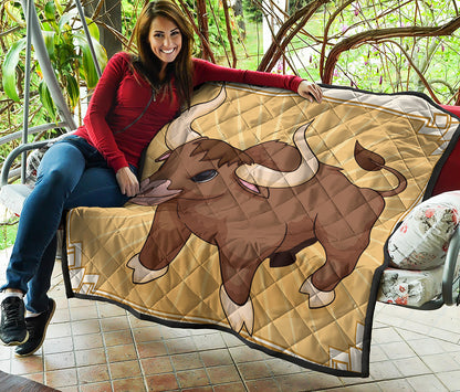 Cute Chinese Ox Zodiac Print Quilt