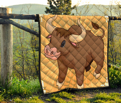 Cute Chinese Ox Zodiac Print Quilt