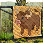 Cute Chinese Ox Zodiac Print Quilt