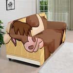 Cute Chinese Ox Zodiac Print Sofa Cover