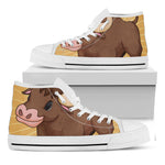 Cute Chinese Ox Zodiac Print White High Top Shoes