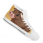 Cute Chinese Ox Zodiac Print White High Top Shoes
