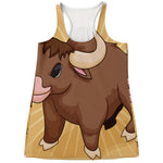Cute Chinese Ox Zodiac Print Women's Racerback Tank Top