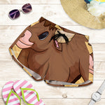 Cute Chinese Ox Zodiac Print Women's Shorts