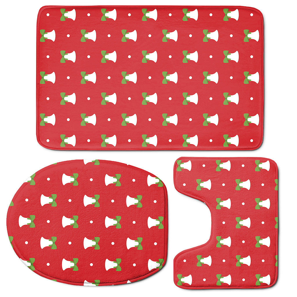 Cute Christmas Bell Pattern Print 3 Piece Bath Mat Set