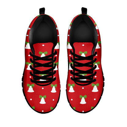 Cute Christmas Bell Pattern Print Black Sneakers