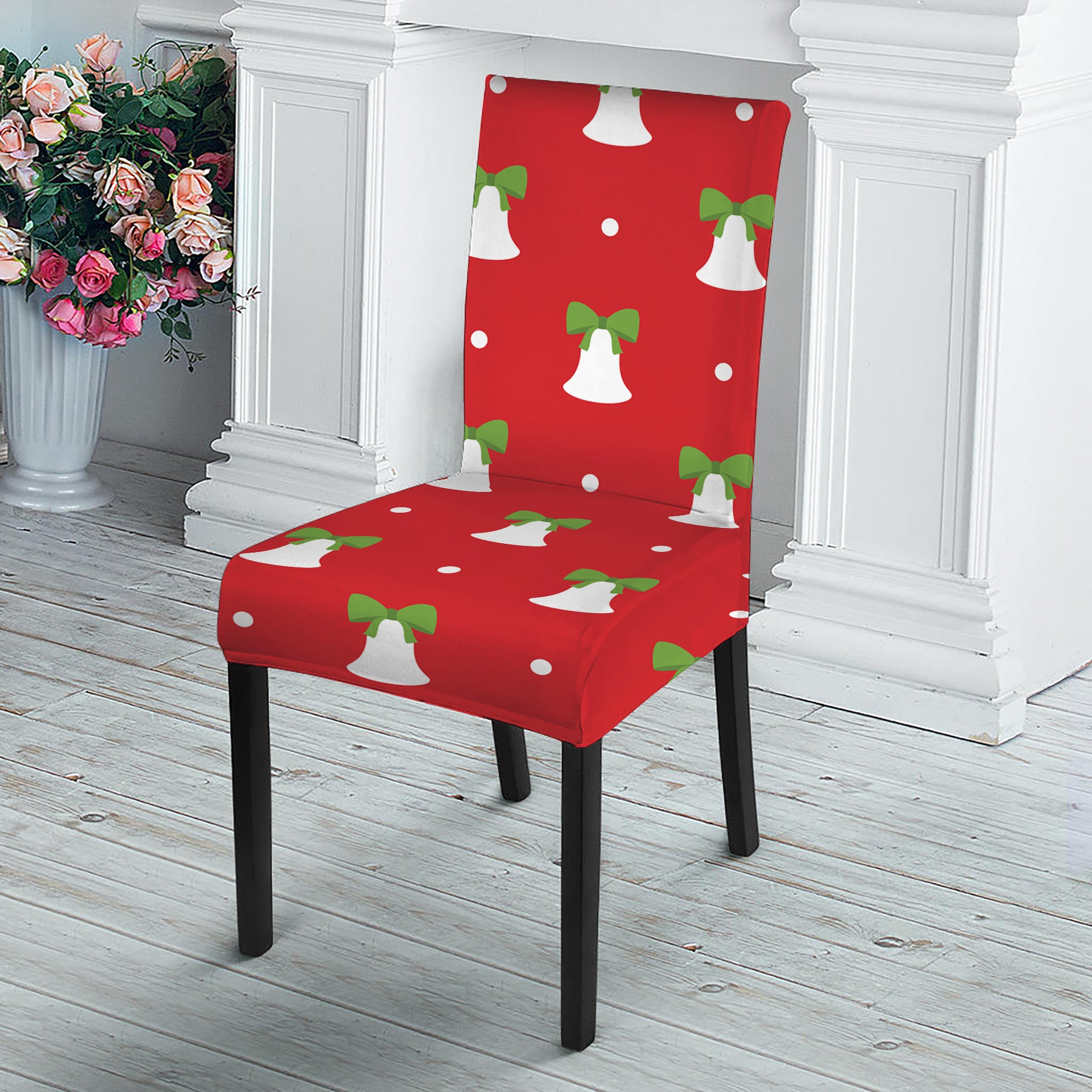 Cute Christmas Bell Pattern Print Dining Chair Slipcover