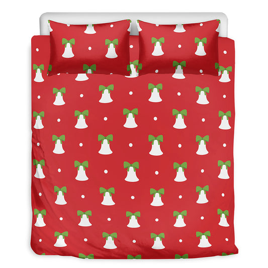 Cute Christmas Bell Pattern Print Duvet Cover Bedding Set