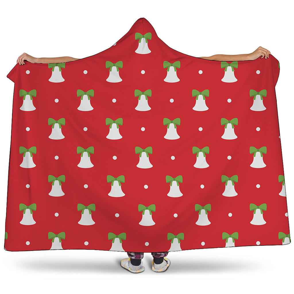 Cute Christmas Bell Pattern Print Hooded Blanket