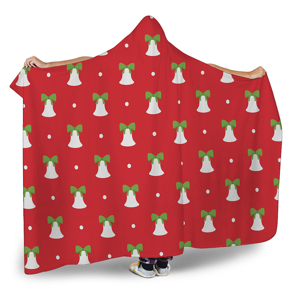 Cute Christmas Bell Pattern Print Hooded Blanket