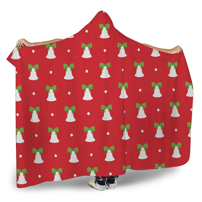Cute Christmas Bell Pattern Print Hooded Blanket