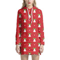 Cute Christmas Bell Pattern Print Pullover Hoodie Dress