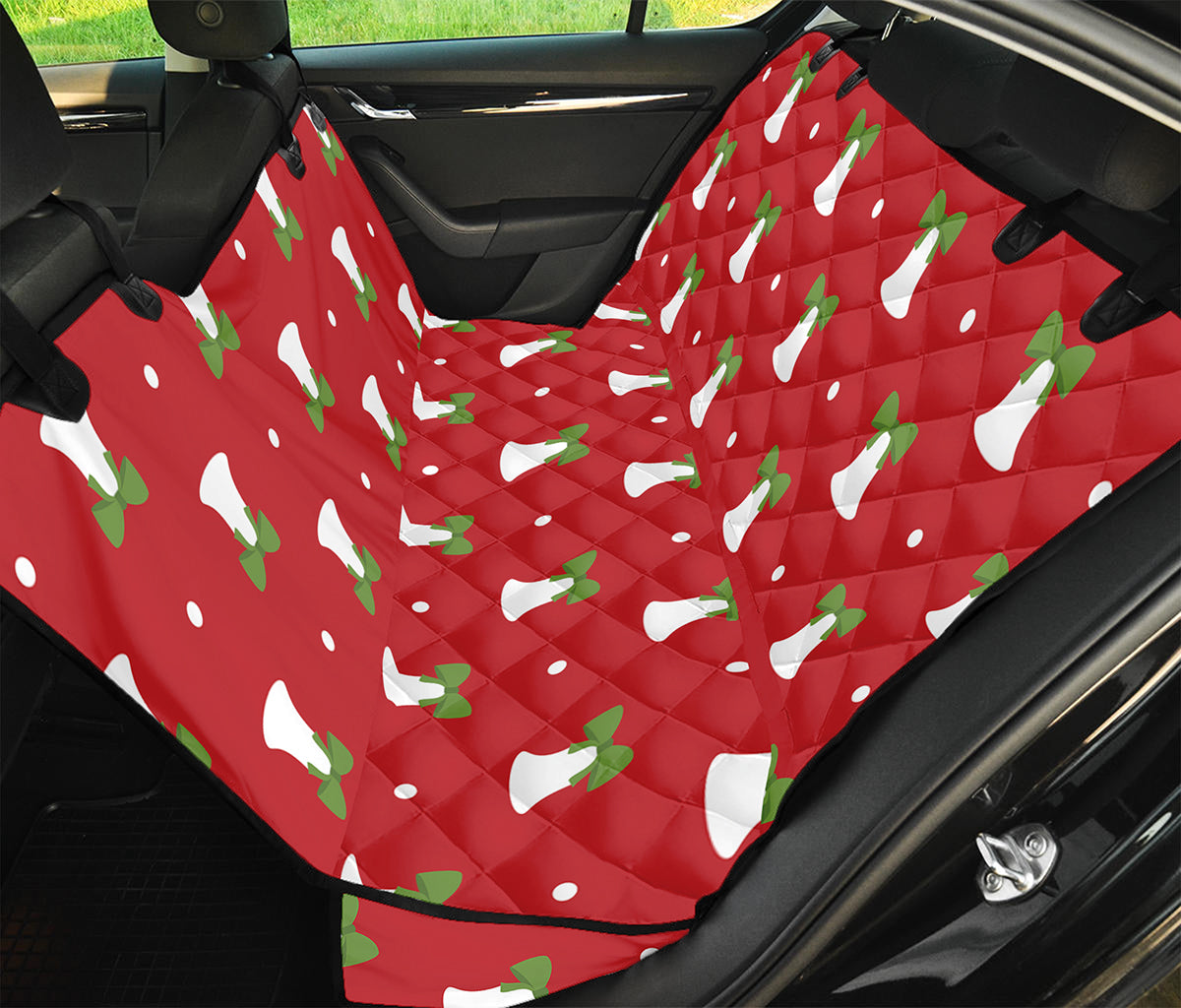 Cute Christmas Bell Pattern Print Pet Car Back Seat Cover