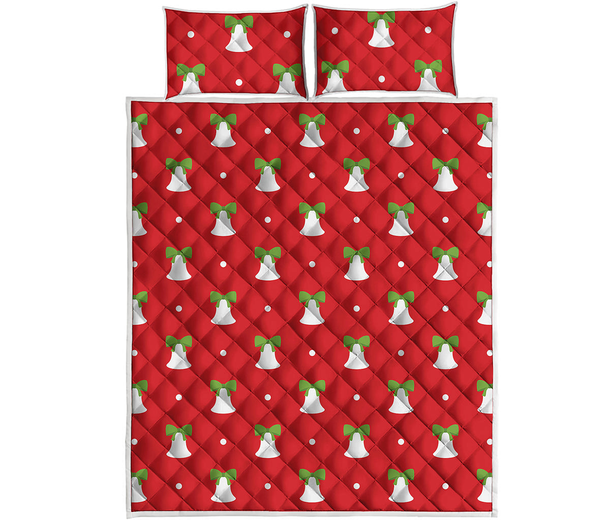 Cute Christmas Bell Pattern Print Quilt Bed Set
