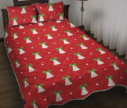 Cute Christmas Bell Pattern Print Quilt Bed Set