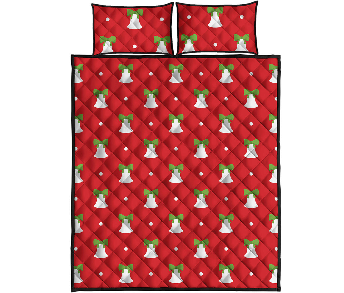 Cute Christmas Bell Pattern Print Quilt Bed Set