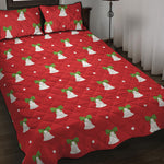Cute Christmas Bell Pattern Print Quilt Bed Set