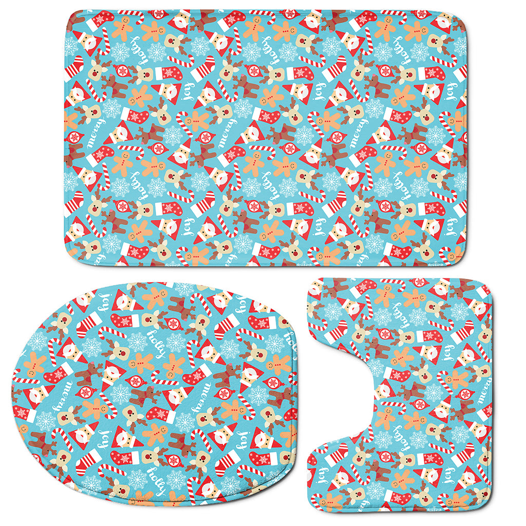Cute Christmas Elements Pattern Print 3 Piece Bath Mat Set