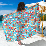 Cute Christmas Elements Pattern Print Beach Sarong Wrap