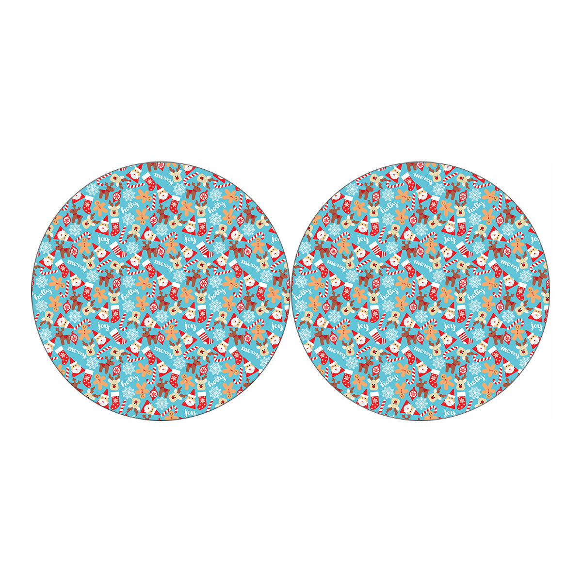Cute Christmas Elements Pattern Print Car Coasters