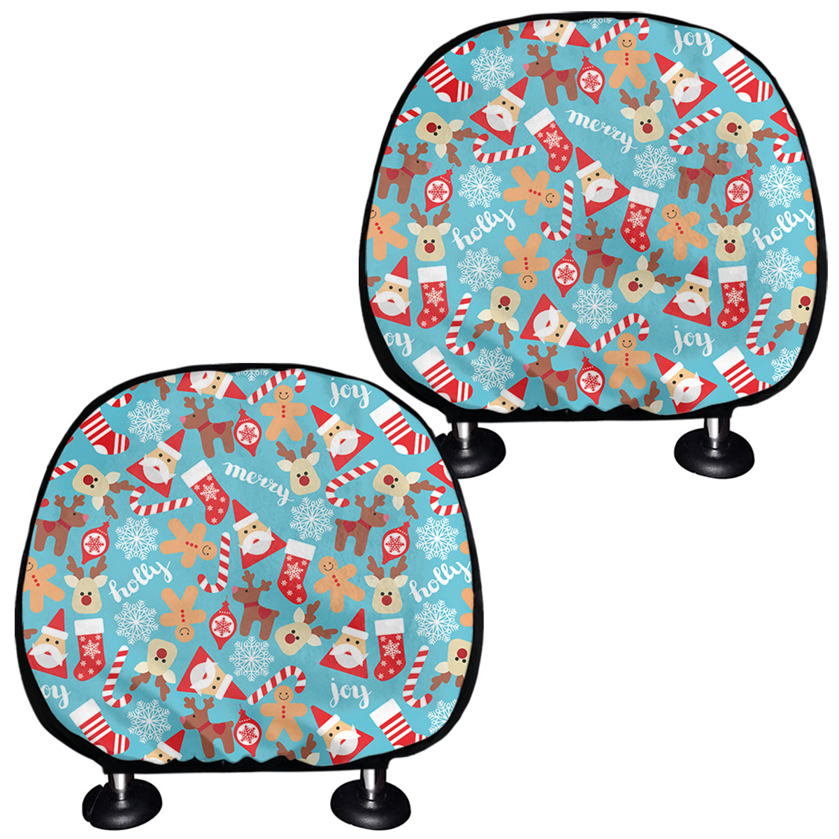 Cute Christmas Elements Pattern Print Car Headrest Covers