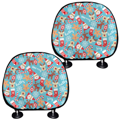 Cute Christmas Elements Pattern Print Car Headrest Covers