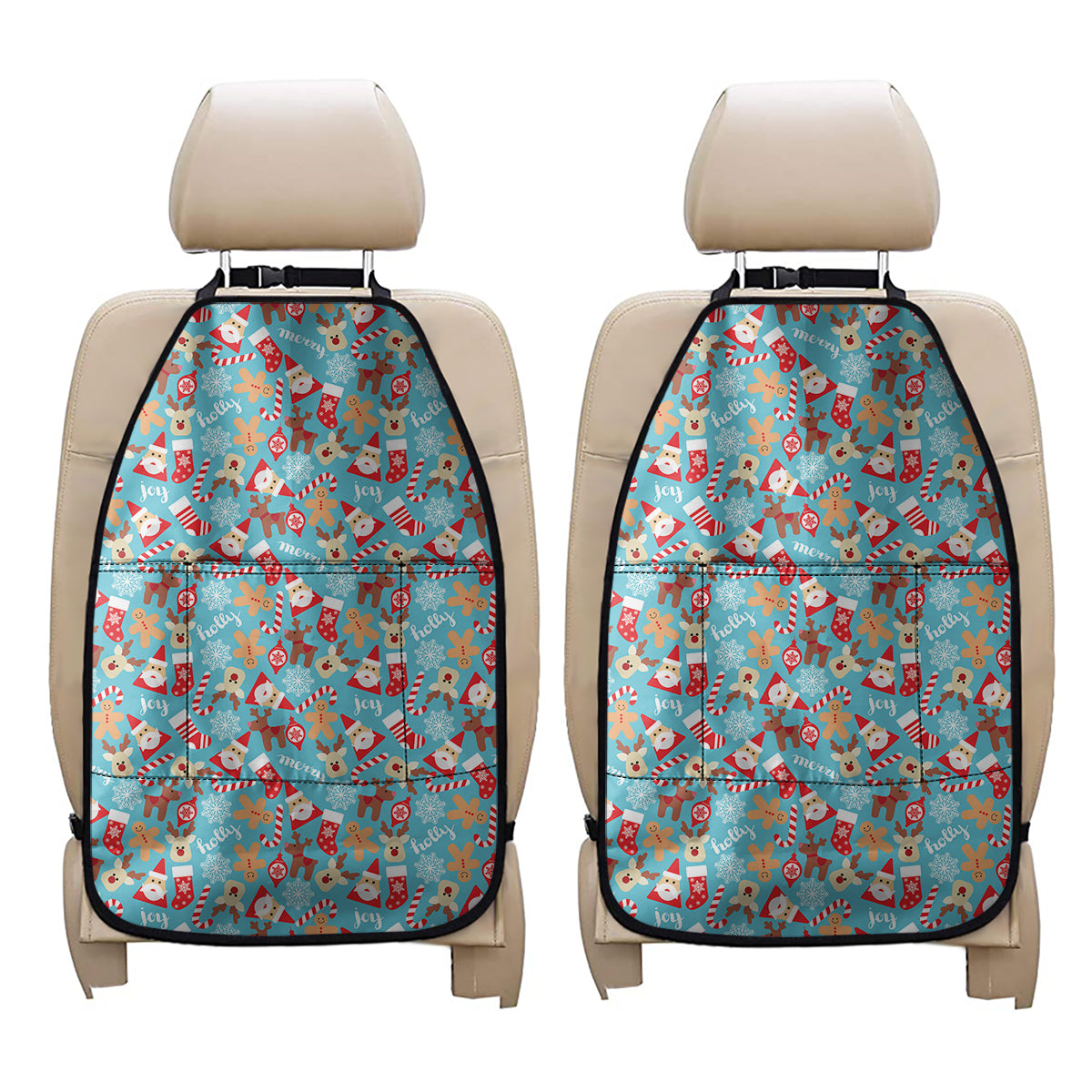 Cute Christmas Elements Pattern Print Car Seat Organizers