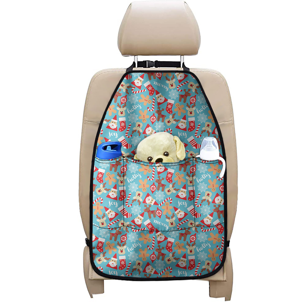 Cute Christmas Elements Pattern Print Car Seat Organizers