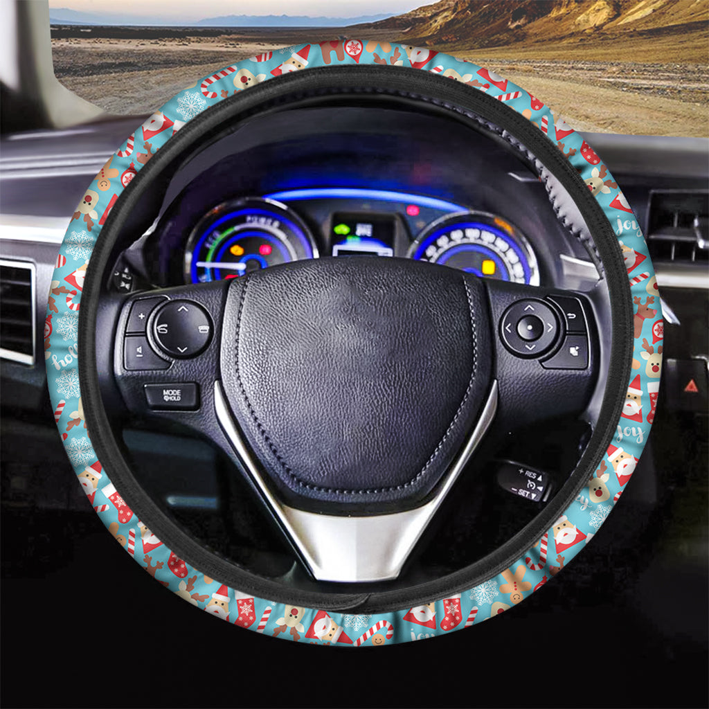 Cute Christmas Elements Pattern Print Car Steering Wheel Cover
