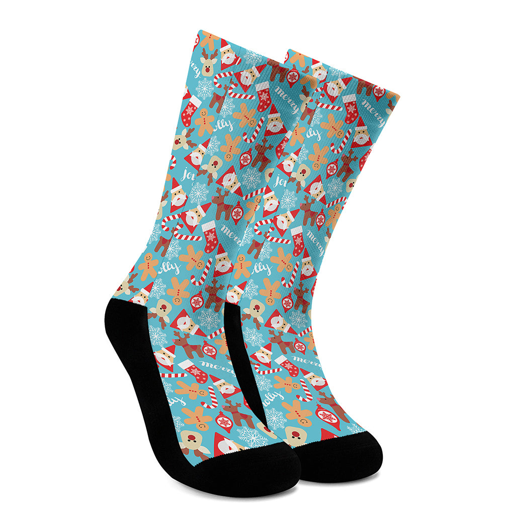 Cute Christmas Elements Pattern Print Crew Socks