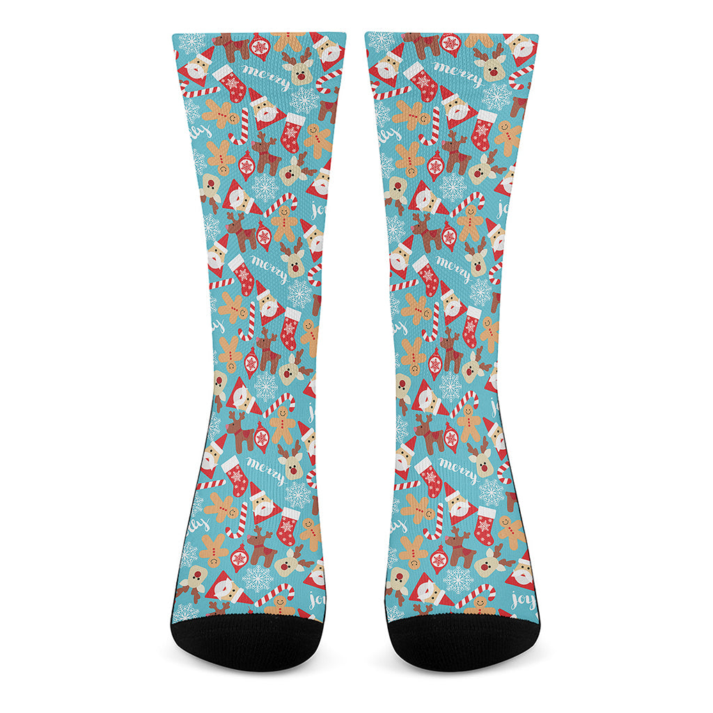 Cute Christmas Elements Pattern Print Crew Socks