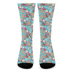 Cute Christmas Elements Pattern Print Crew Socks