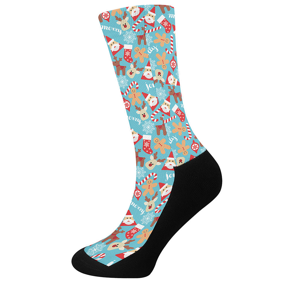 Cute Christmas Elements Pattern Print Crew Socks