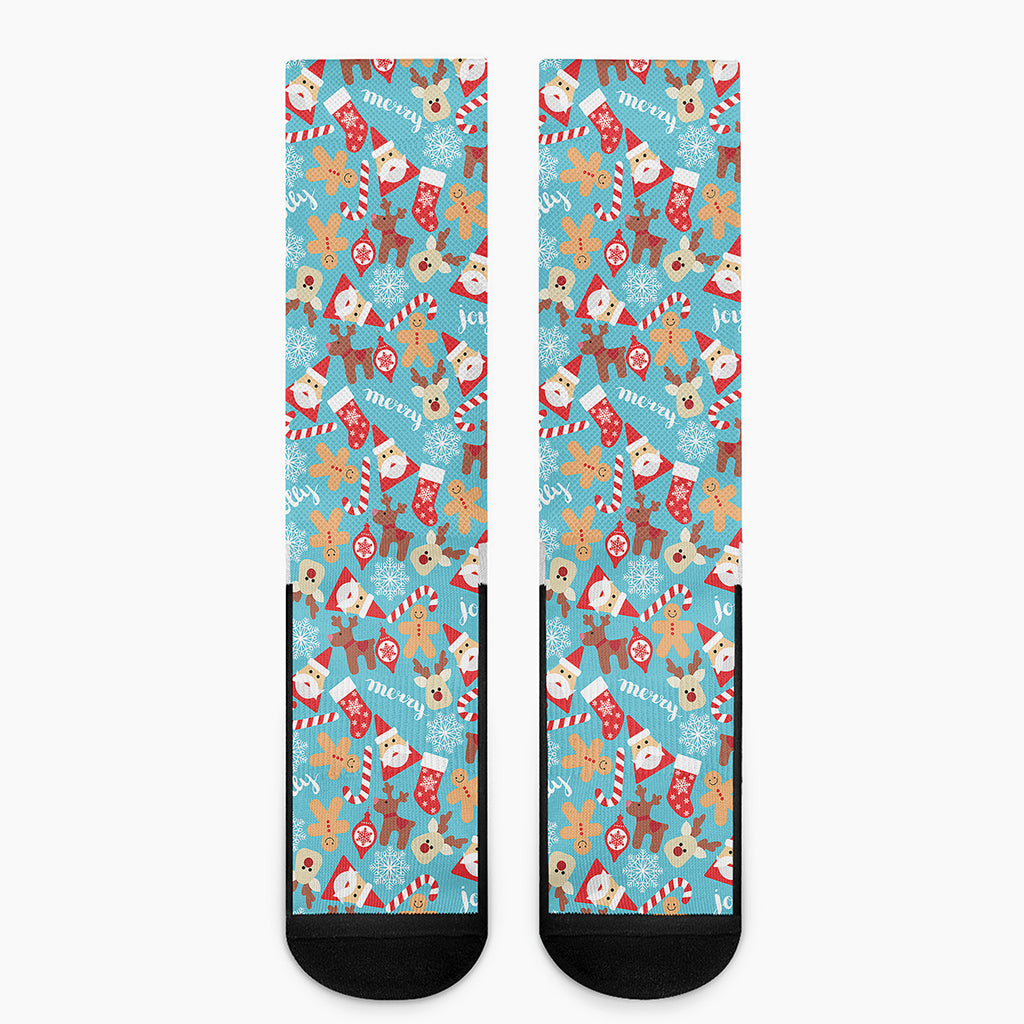 Cute Christmas Elements Pattern Print Crew Socks