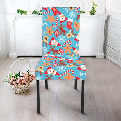 Cute Christmas Elements Pattern Print Dining Chair Slipcover