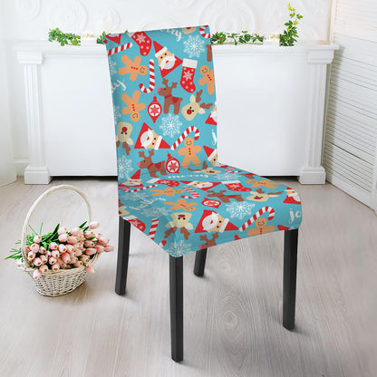 Cute Christmas Elements Pattern Print Dining Chair Slipcover