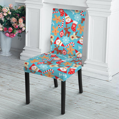 Cute Christmas Elements Pattern Print Dining Chair Slipcover