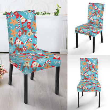 Cute Christmas Elements Pattern Print Dining Chair Slipcover