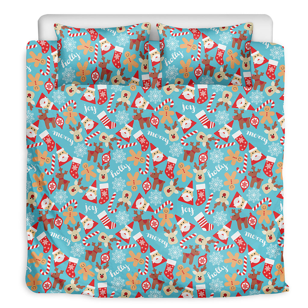 Cute Christmas Elements Pattern Print Duvet Cover Bedding Set