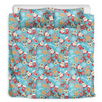 Cute Christmas Elements Pattern Print Duvet Cover Bedding Set