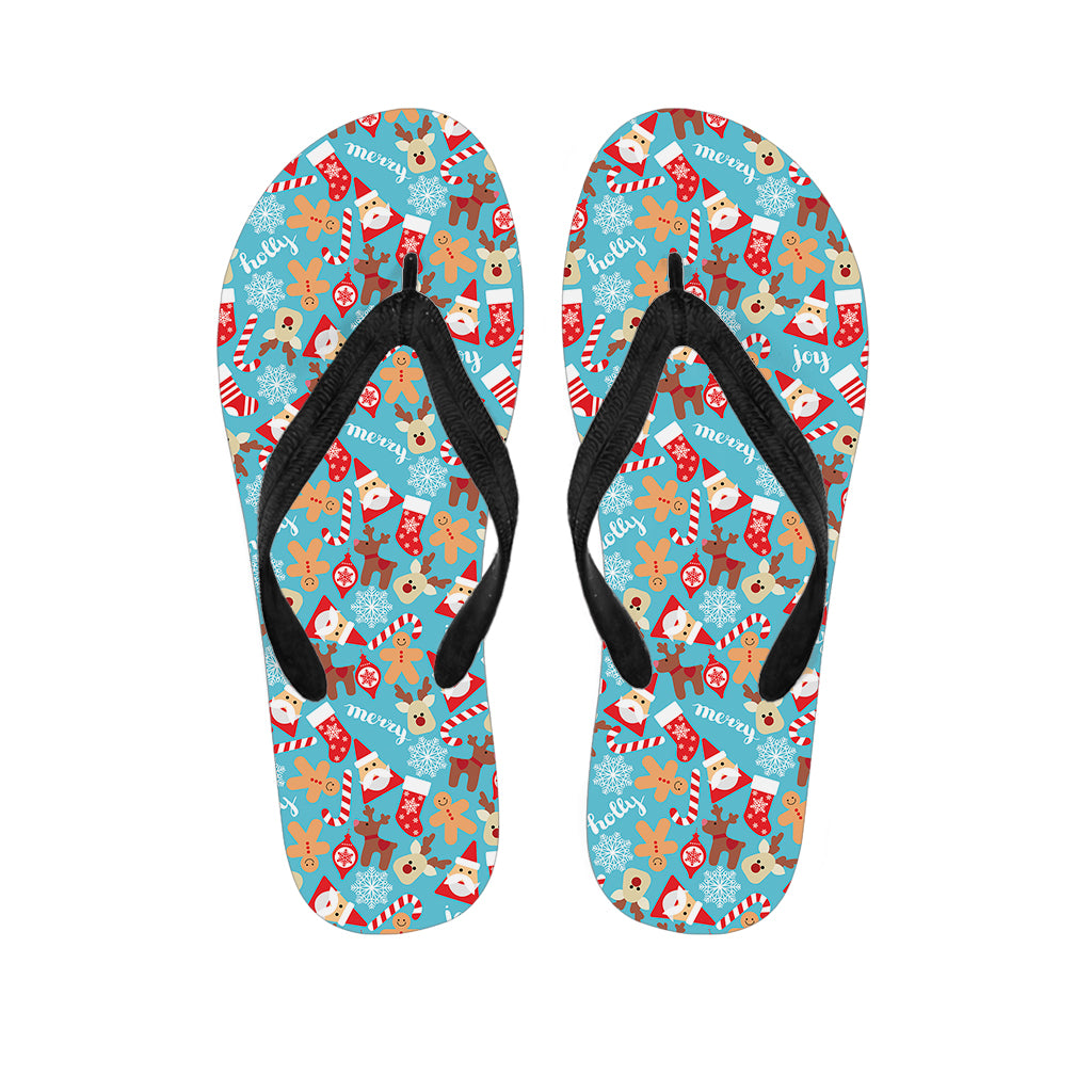 Cute Christmas Elements Pattern Print Flip Flops