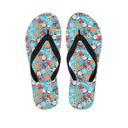 Cute Christmas Elements Pattern Print Flip Flops